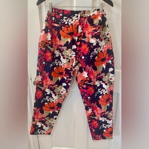 Christian Siriano Flowered Stretch Ankle Length Size 12 Pants C Wonder